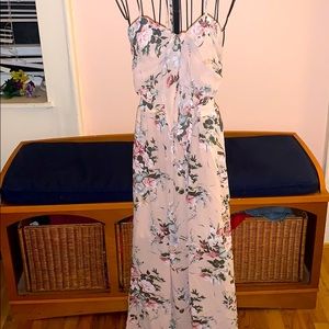 Floral halter maxi dress with cutout